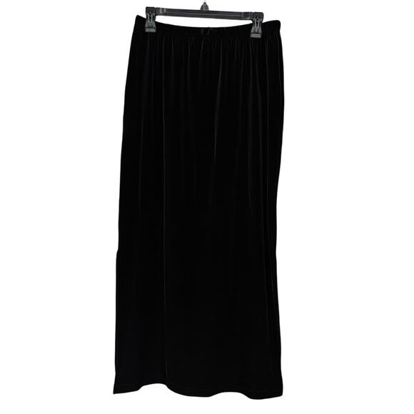 Casual Workstyle Vintage Black Size Medium Elastic Waist Velvety Long Skirt Slit - Picture 2 of 6